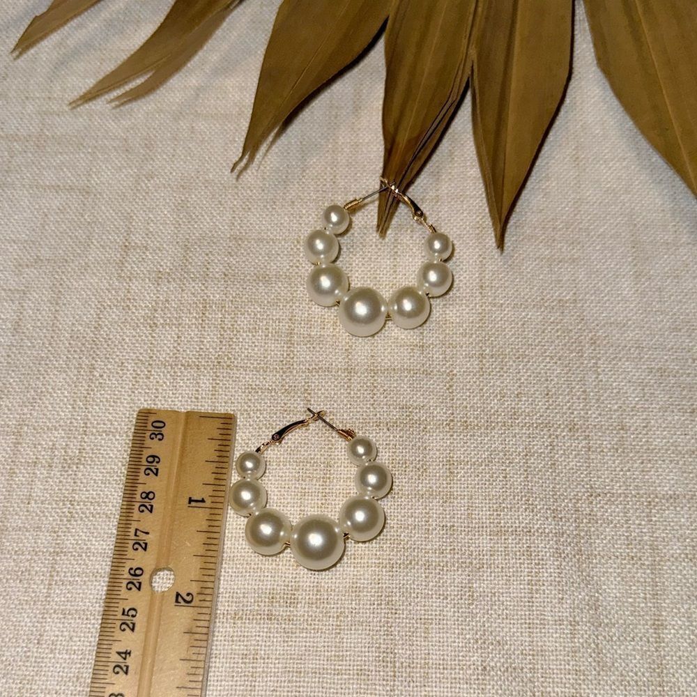 Boho pearl hoop earrings M511 - Picture 4 of 4
